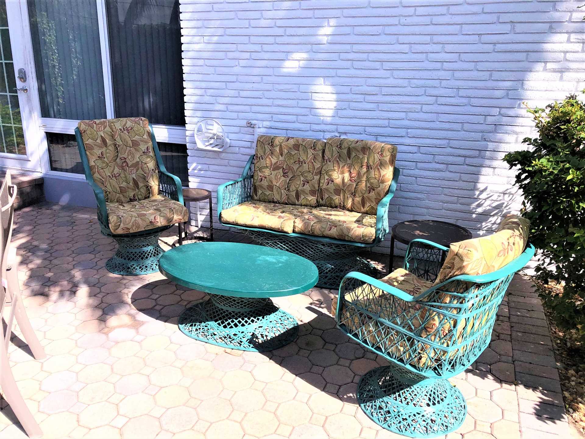 Front patio is great place to relax with friends.