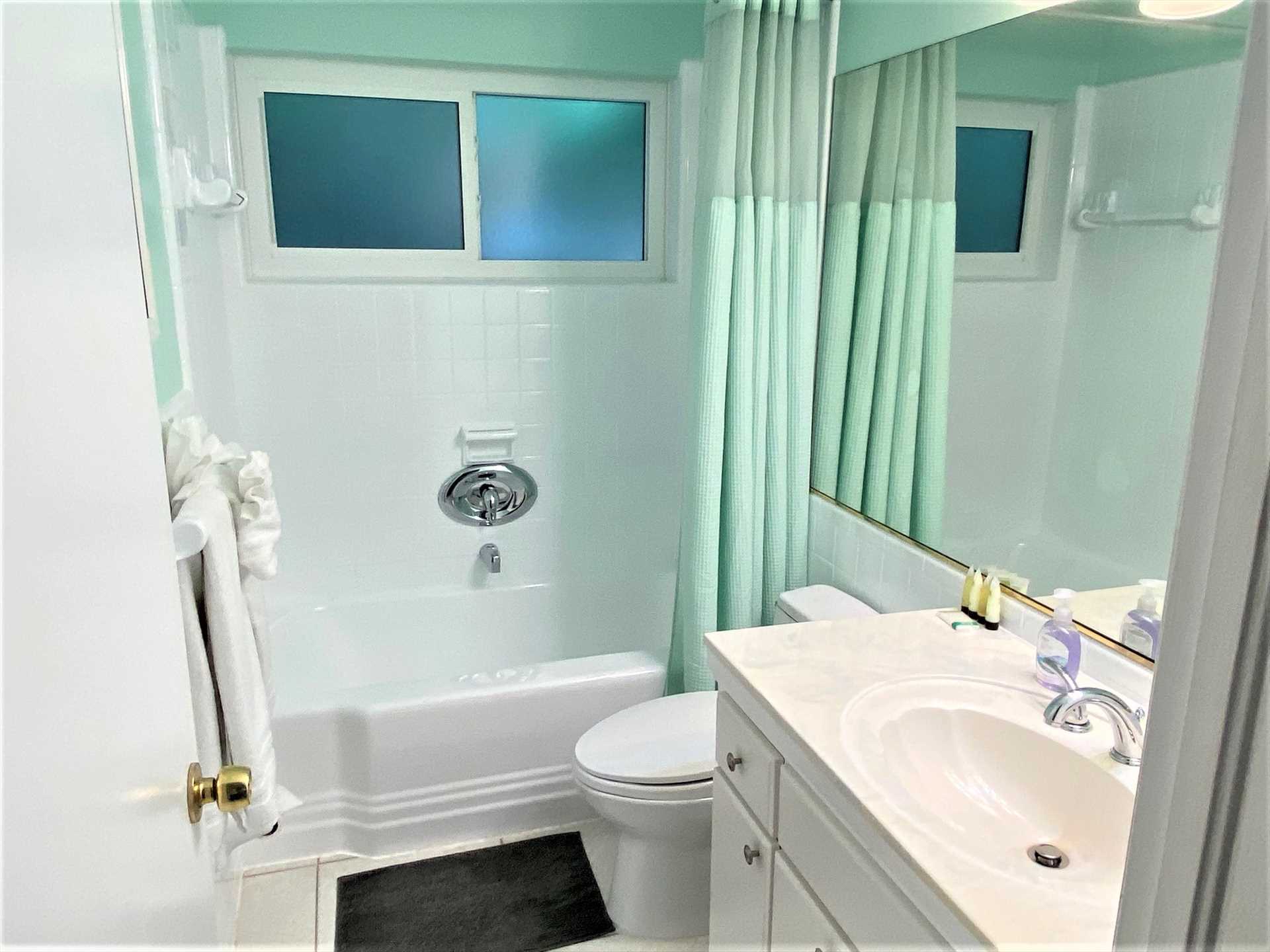 Main bath has combo tub and shower.